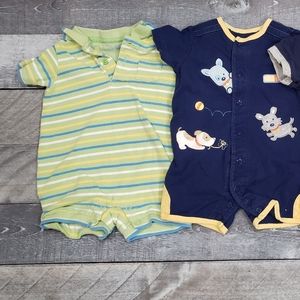 3pc Boys 3/6M One piece outfits